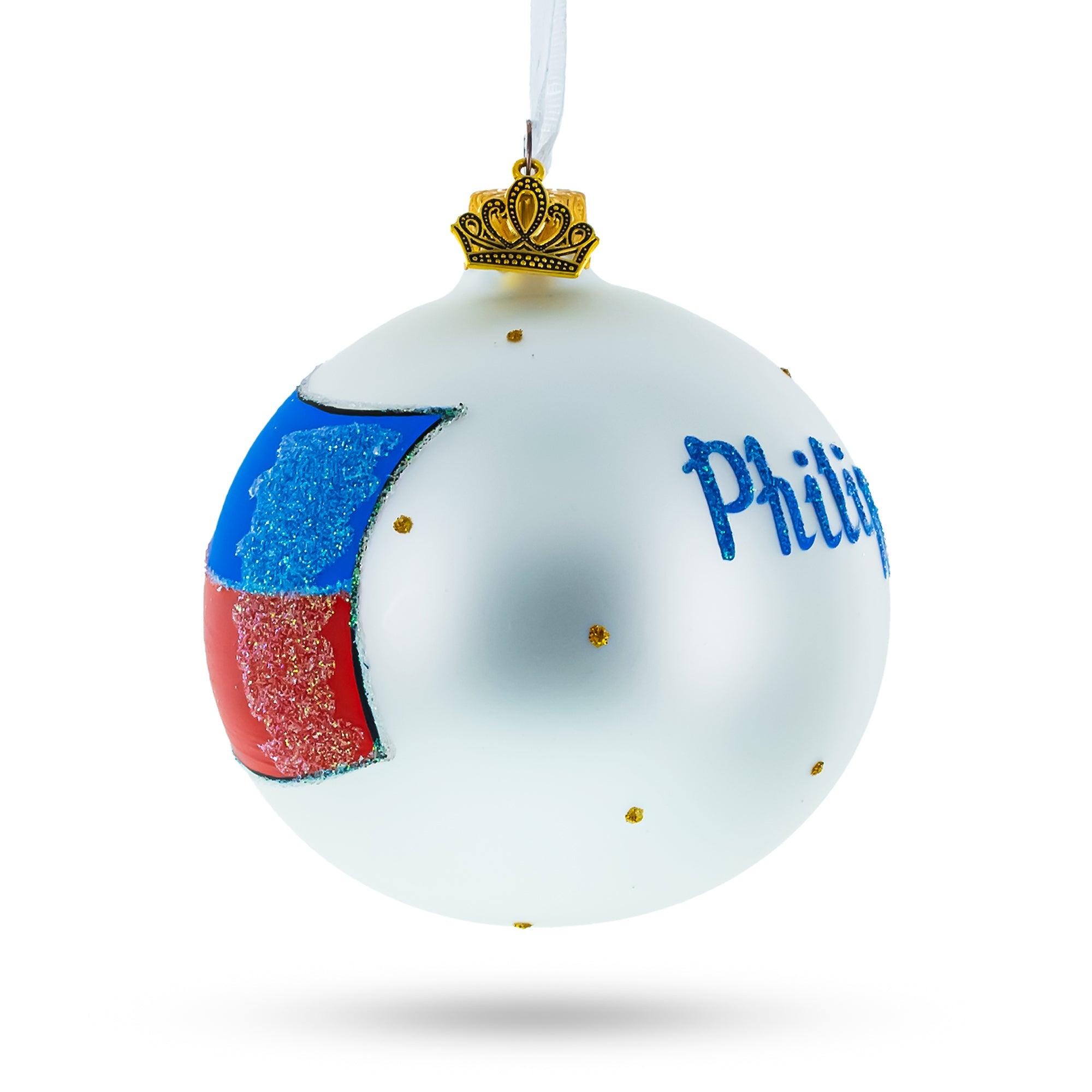 Flag of Philippines Glass Ball Christmas Ornament 3.25 Inches