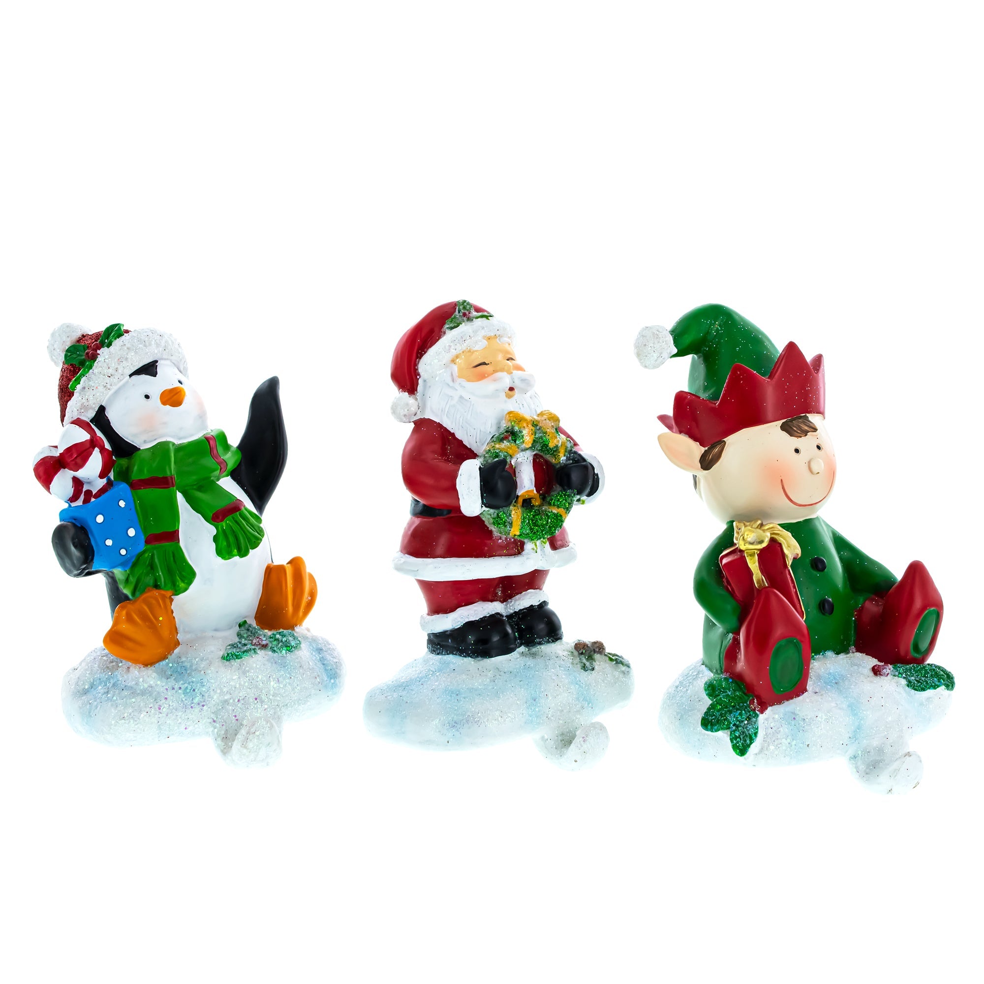 Set of 3 Christmas Stocking Holders Hangers – Santa, Penguin, and Elf Holiday Mantel Decorations