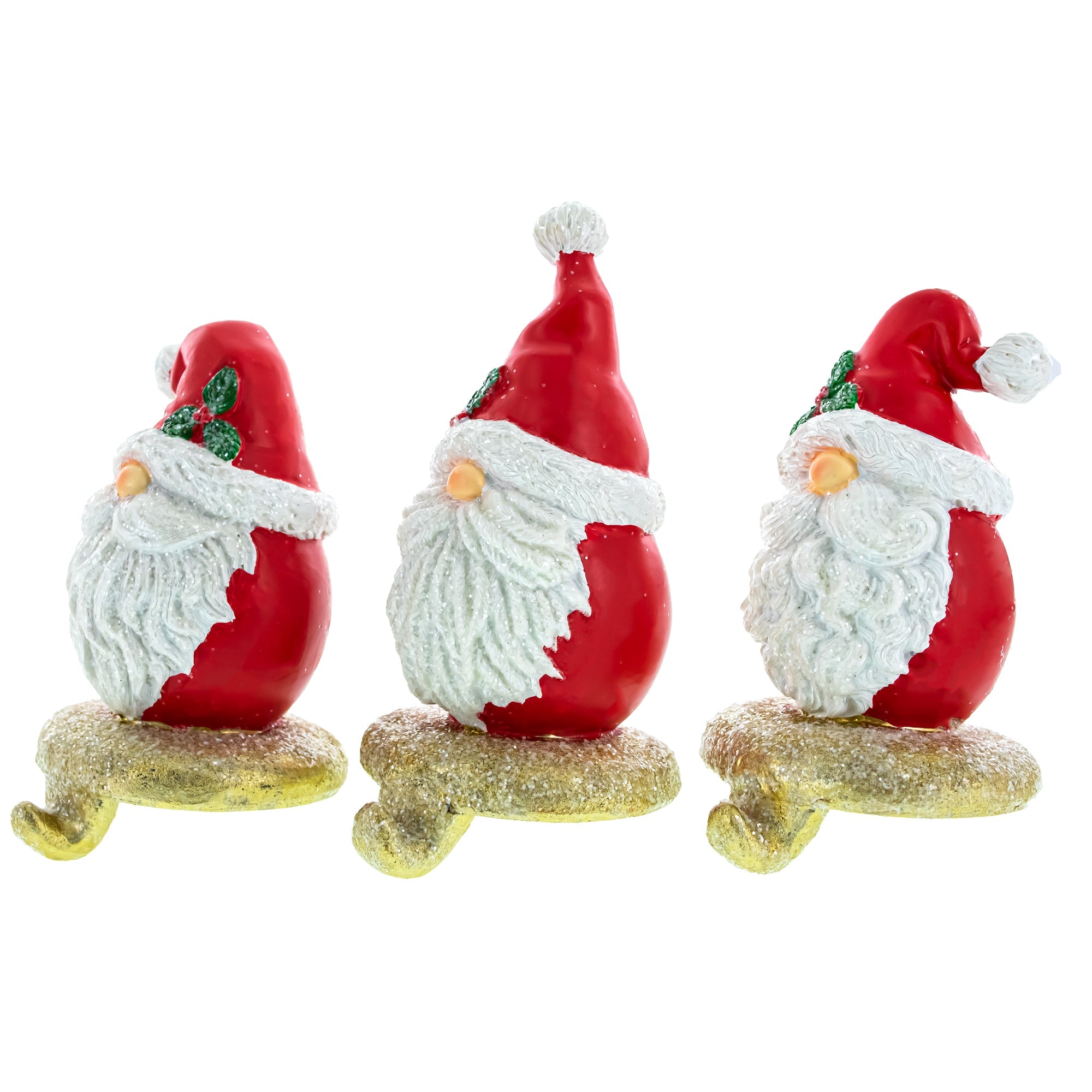 Set of 3 Santa Gnome Stocking Holders Hangers – Festive Christmas Mantel Decor