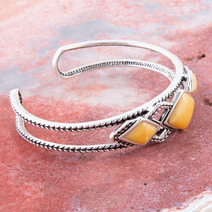 Yellow Agate and Sterling Silver Cuff Bracelet Barse Jewelry