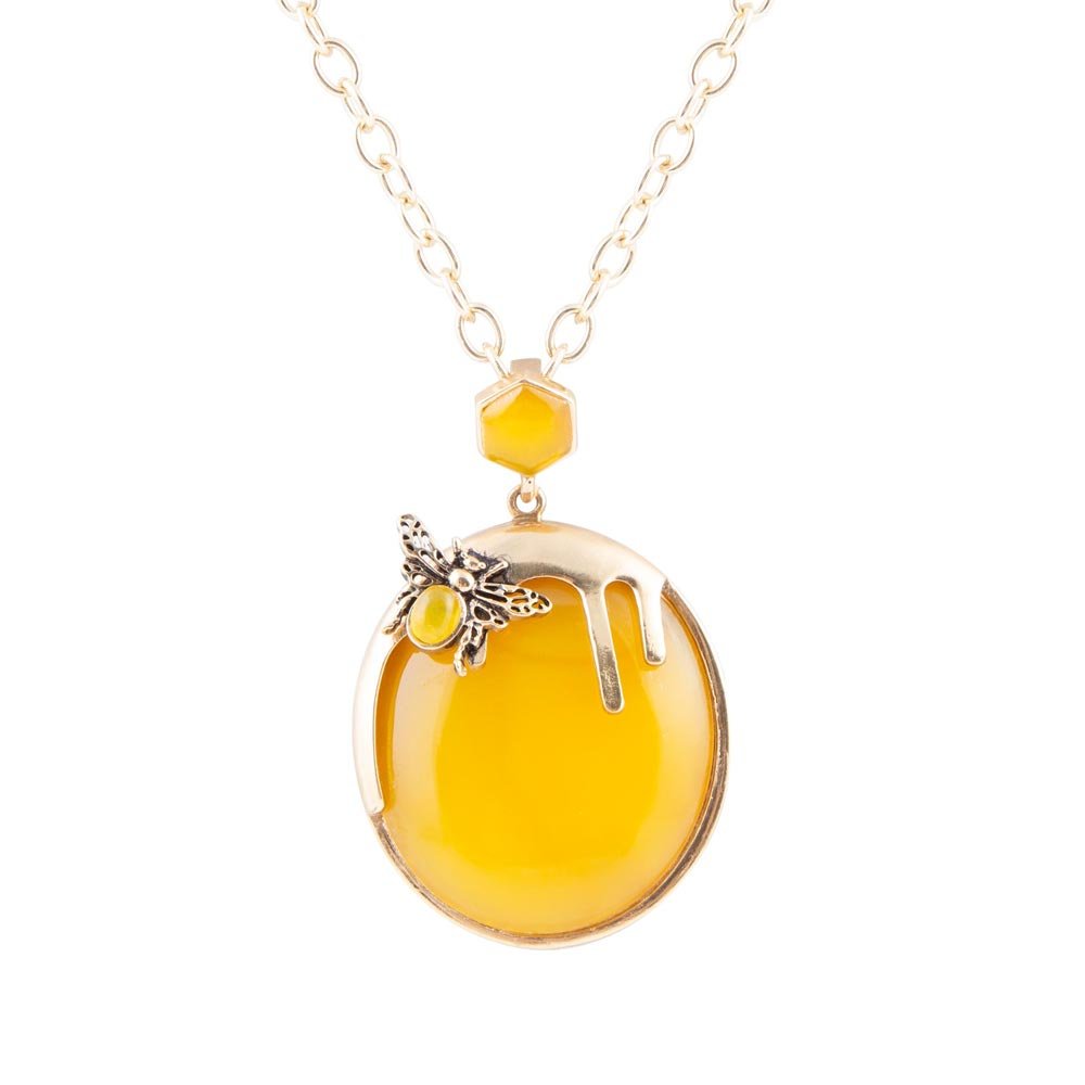 Yellow Agate Honey Drip Golden Necklace Barse Jewelry