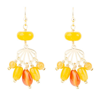 Yellow Carnelian Jade Golden Drop Earrings Barse Jewelry