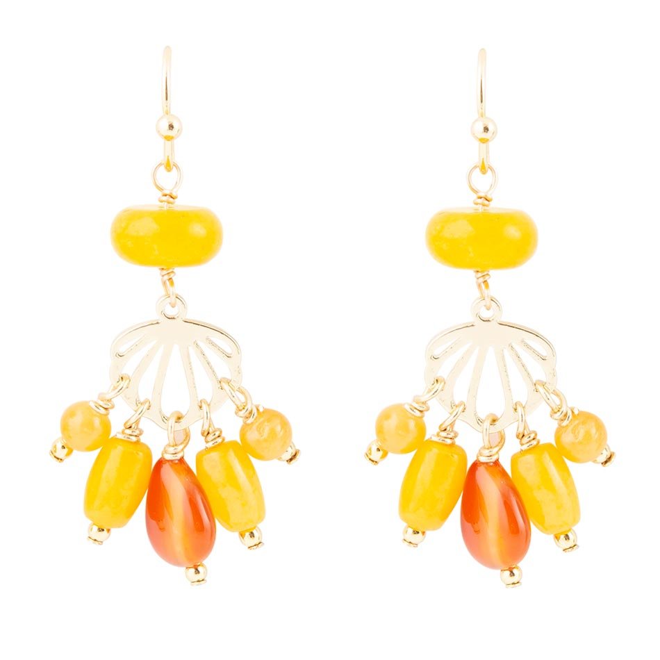 Yellow Carnelian Jade Golden Drop Earrings Barse Jewelry