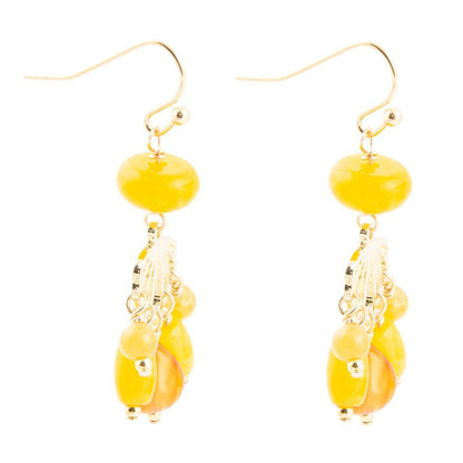 Yellow Carnelian Jade Golden Drop Earrings Barse Jewelry