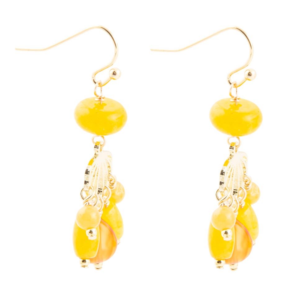 Yellow Carnelian Jade Golden Drop Earrings Barse Jewelry