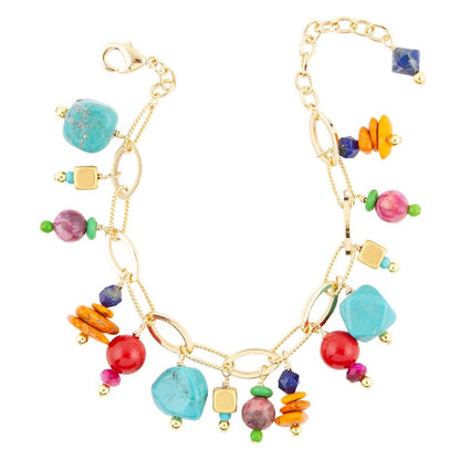 Zion Colorful Stone Charm Golden Bracelet Barse Jewelry