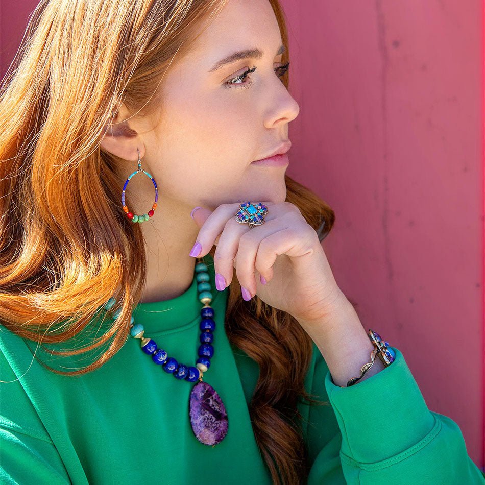 Zion Multi-Color Purple Pendant Necklace Barse Jewelry