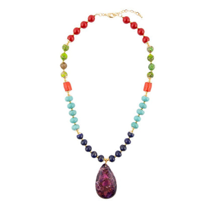 Zion Multi-Color Purple Pendant Necklace Barse Jewelry
